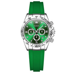 OLEVS Women Chronograph Watch Silicone Sport Strap Date Quartz 5618