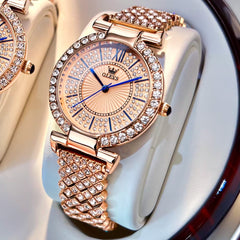 OLEVS 9942 Diamond Set Bracelet Rose Gold Watch for Women