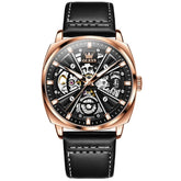 OLEVS 6685 Mechanical Skeleton Leather Watch for Men