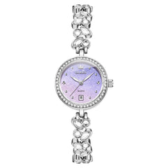 OLEVS 5679 Crystal Cluster Bracelet Watch Zircon Bezel Date Quartz Jewelry Timepiece for Women