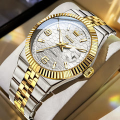 OLEVS 7105 Fluted Bezel Automatic Mechanical Luxury Dress Watch for Men