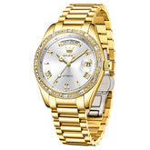 OLEVS 6747 Diamond Bezel Day Date Mechanical Watch for Men