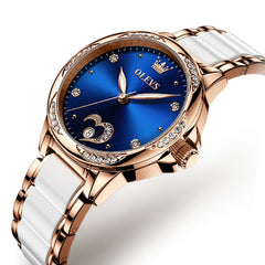 OLEVS 6631 Ceramic Mechanical Skeleton Watch for Women