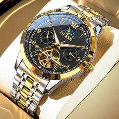 OLEVS 7071 Open Heart Moon Phase Automatic Watch For Men