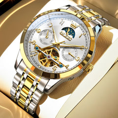 OLEVS 7071 Open Heart Moon Phase Automatic Watch For Men