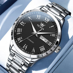 OLEVS 7075 Roman Numeral Dual Calendar Automatic Watch For Men