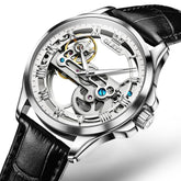 OLEVS 6661 Leather Skeleton Mechanical Watch for Men