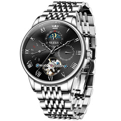 OLEVS 7009 Sun and Moon Skeleton Mechanical Watch for Men