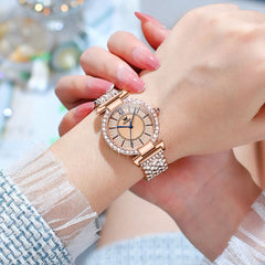 OLEVS 9942 Diamond Set Bracelet Rose Gold Watch for Women