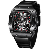 OLEVS 3602 Tonneau Skeleton Quartz Watch for Men