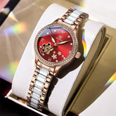 OLEVS 7074 Ceramic Open Heart Automatic Watch For Women
