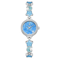 OLEVS 5665 Star Moon Bracelet Watch Mother of Pearl Starry Dial Quartz Jewelry Timepiece for Women