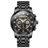 OLEVS 6721 Openwork Skeleton Diamond Dial Moon Phase Calendar Mechanical Watch For Men
