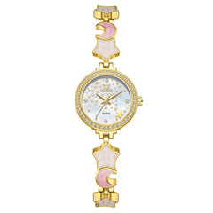 OLEVS 5665 Star Moon Bracelet Watch Mother of Pearl Starry Dial Quartz Jewelry Timepiece for Women