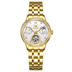 OLEVS 6750 Diamond Bezel Skeleton Mechanical Watch for Women