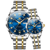 OLEVS 6727 Automatic Diamond Mechanical Watch Set For Couples