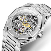 OLEVS 6669 Stainless Steel Octagonal Skeleton Watch for Men
