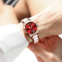 OLEVS 6631 Ceramic Mechanical Skeleton Watch for Women