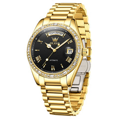 OLEVS 6747 Diamond Bezel Day Date Mechanical Watch for Men