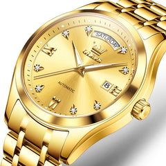 OLEVS 6752 Diamond Dial Day Date Mechanical Watch for Men