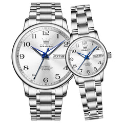 OLEVS 7072 Arabic Numeral Automatic Couples Watch Set