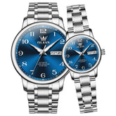 OLEVS 7072 Arabic Numeral Automatic Couples Watch Set