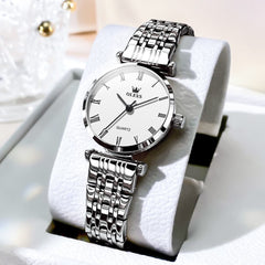 OLEVS Couple Watch Ultra Slim Roman Numerals Stainless Steel Quartz 5592