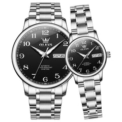OLEVS 7072 Arabic Numeral Automatic Couples Watch Set