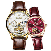 OLEVS 3601 Romantic Open Heart Automatic Couple Watch Set