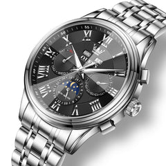 OLEVS 7113 Diamond Cut Glass Moon Phase Automatic Mechanical Watch for Men
