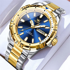 OLEVS Mecha Sport Day Date Watch for Men Stainless Steel 5560