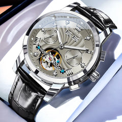 OLEVS 7088 Open Heart Leather Automatic Watch For Men