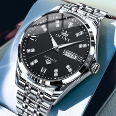 OLEVS Diamond Dial Automatic Mechanical Watch 9801 Day Date for Men