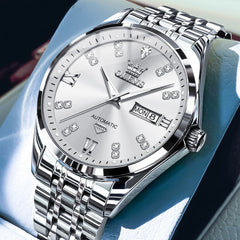 OLEVS Diamond Dial Automatic Mechanical Watch 9801 Day Date for Men
