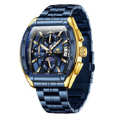 OLEVS 3661 Tonneau Barrel Chronograph Moon Phase Tactical Watch For Men