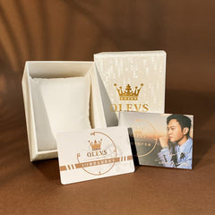 OLEVS Classic Textured White Quartz Watch Gift Box