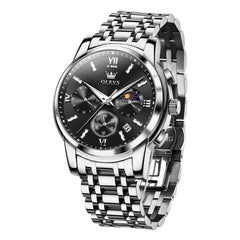 OLEVS 2718 silver black chronograph quartz watch
