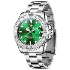 OLEVS 2720 Silver Green quartz date watch