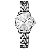 OLEVS 2910 Diamond Day Date Couples Watch Set Men Women - Silver White Watch | Olevs Watch Store