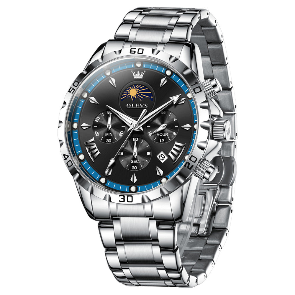 OLEVS 2949 steel quartz chronograph watch view 2