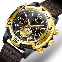 OLEVS 2999 Gold Black chronograph dial close-up