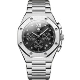 OLEVS 3626 Octagonal Chronograph Quartz Steel Watch for Men - Silver Black Watch | Olevs Watch Store