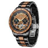 OLEVS 3751 Cherry Wood automatic mechanical watch front view