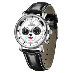 OLEVS 3753 white panda dial chronograph watch front view