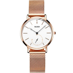 OLEVS 5190 Ultra Thin Sub Dial Quartz Watch for Women - Rose Gold White Watch | Olevs Watch Store