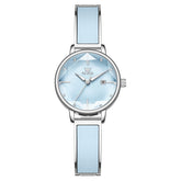 OLEVS 5656 Diamond Cut Faceted Crystal Quartz Watch Leather or Steel Bracelet Elegant Dress Timepiece for Women - Olevs Store