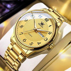 OLEVS 5667 Sapphire Crystal Couple Watch Day Date Stainless Steel Bracelet Timepiece for Men and Women - Olevs Watch Store