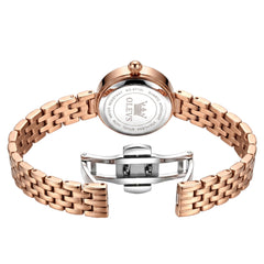 OLEVS 5710 rose gold case back and butterfly clasp