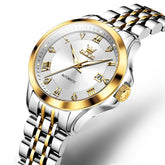 OLEVS 6702 Elegant Diamond Automatic Mechanical Watch For Women - Two Tone White Watch | Olevs Watch Store