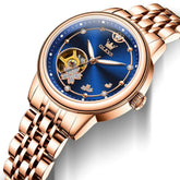 OLEVS 6732 Automatic Open Heart Diamond Watch For Women